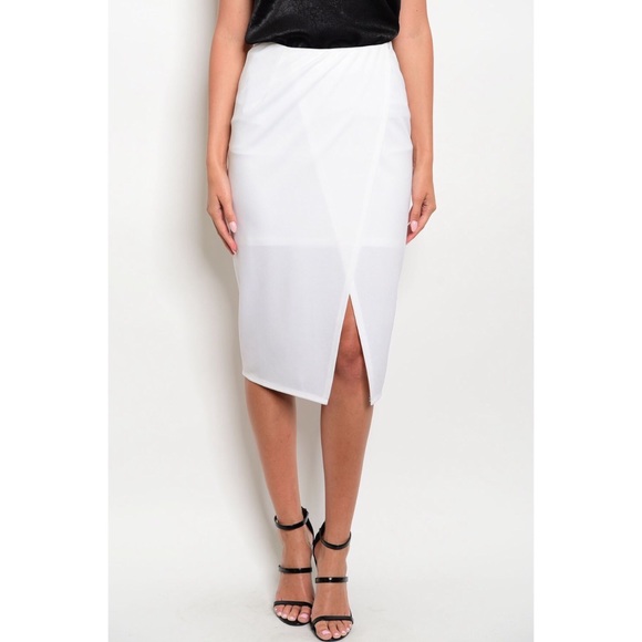 CHRISSY HIGH WAIST OFF WHITE PENCIL SKIRT - Picture 4 of 5